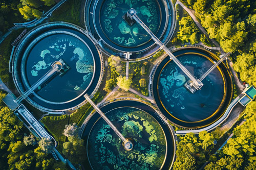 sewage treatment plant aerial view